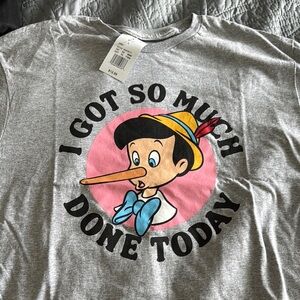 Disney Gray and Pink Short Sleeve Tee with Cartoon Graphic